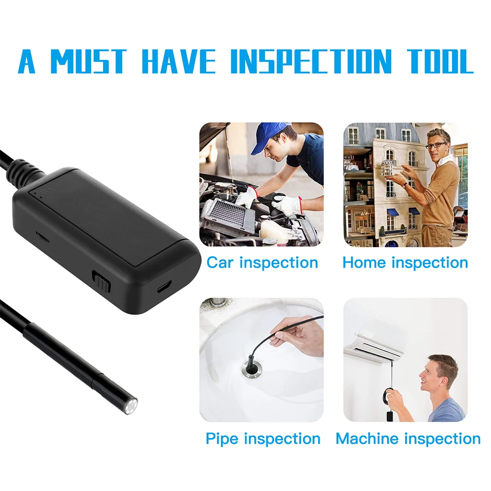 

WiFi Industrial Borescope 5.5mm Inspection Camera IP67 HD Pixel Handle Borescope with 6pcs Adjustable Led Light Borescope
