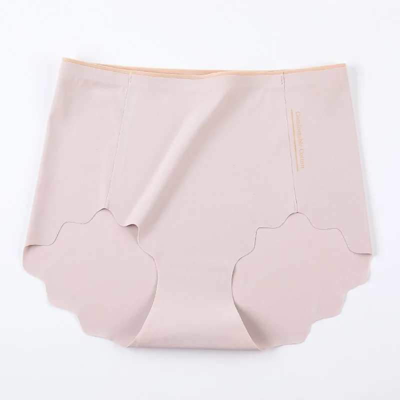 Light Pink Бесшовные женские трусики размера плюс с высокой талией, шелковое дышащее сексуальное нижнее белье большого размера - Цвет: Light Pink