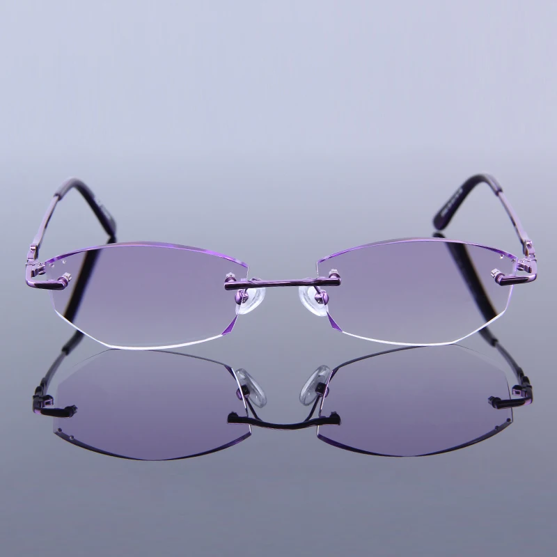 Очки по рецепту без оправы женские очки с фиолетовой оправой оптические для