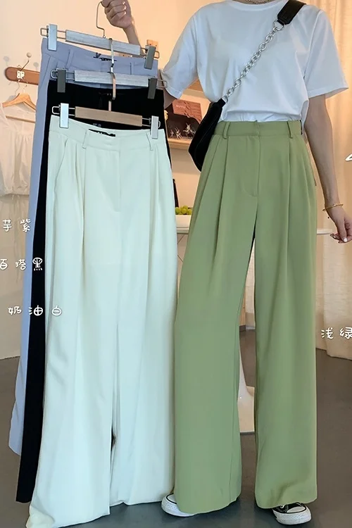 Белые брюки-капельки тонкие женские брюки летние свободные с высокой талией