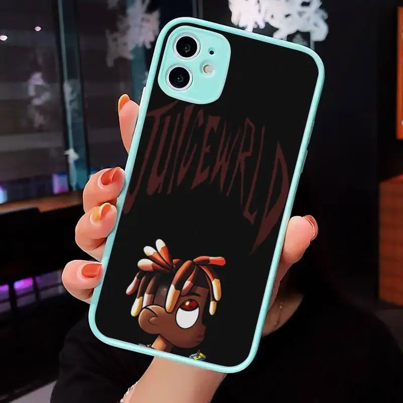 

juicewrld Phone Case For iPhone 12 11 Mini Pro XR XS Max 7 8 Plus X Matte transparent blue Back Cover
