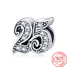 Подвески-цифры из серебра 925 пробы для браслетов Pandora, 10 видов