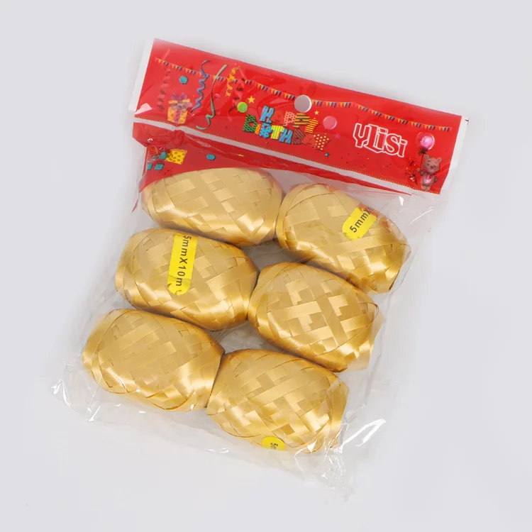 6 шт. 5 мм * 10 м воздушный шар веревка Фольга Воздушный лазерная черная Роза Золотая