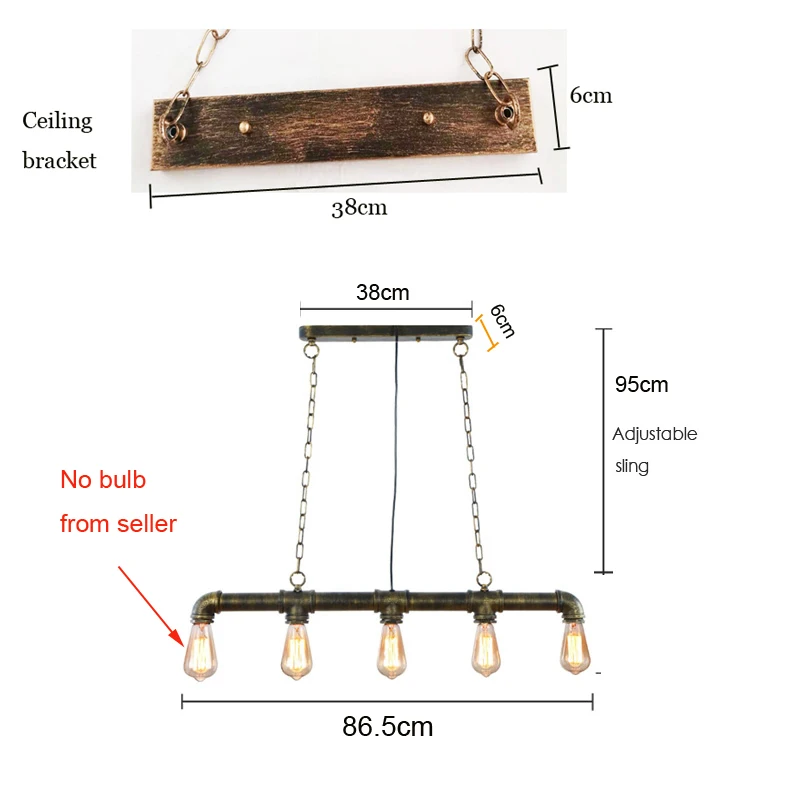 Промышленная винтажная люстра из кованого железа Подвесная лампа для бара