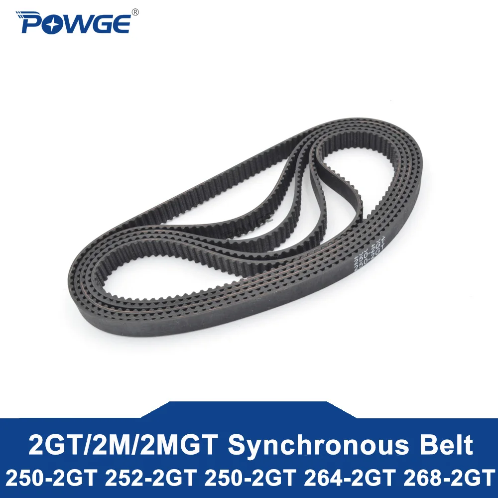 

POWGE 2MGT 2M G2M 2GT Synchronous Timing belt Pitch length 246/250/252/260/264/268/270 width 6/9mm Rubber closed loop 3D printer