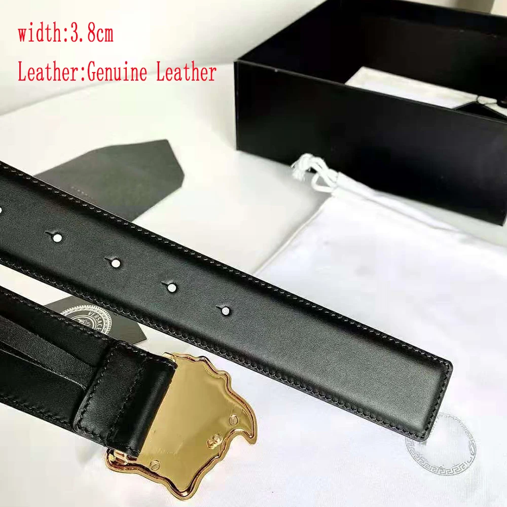 

3.8Cm For Men Luxury Brand Designer Classic Casual Fashion Head Buckle Belt 1:1Copy High Quality Leather Belts Original Packaing