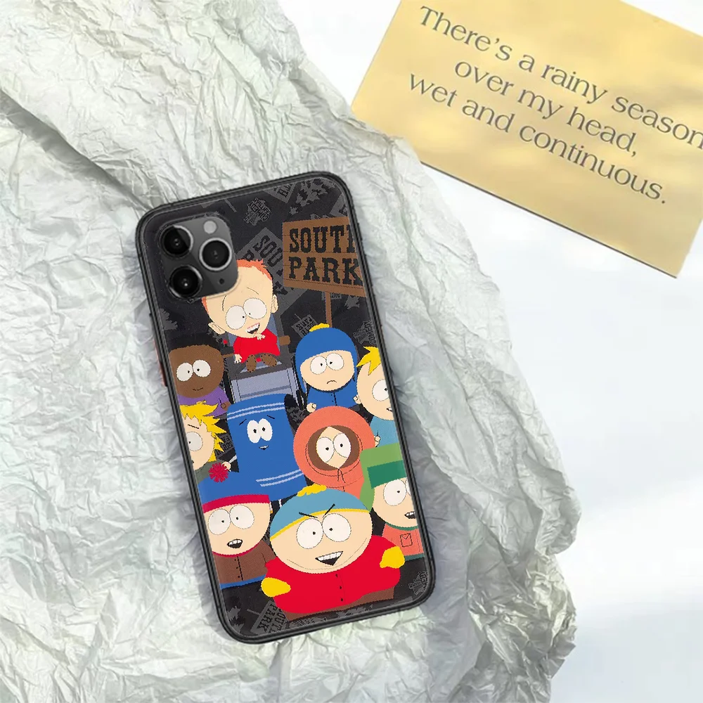

South-Park Phone Case For Iphone 11 12 Mini PRO XR X XS MAX 6 6s 7 8 Plus 4 5 5s SE 2020 black Cell Painting Hoesjes Fashion