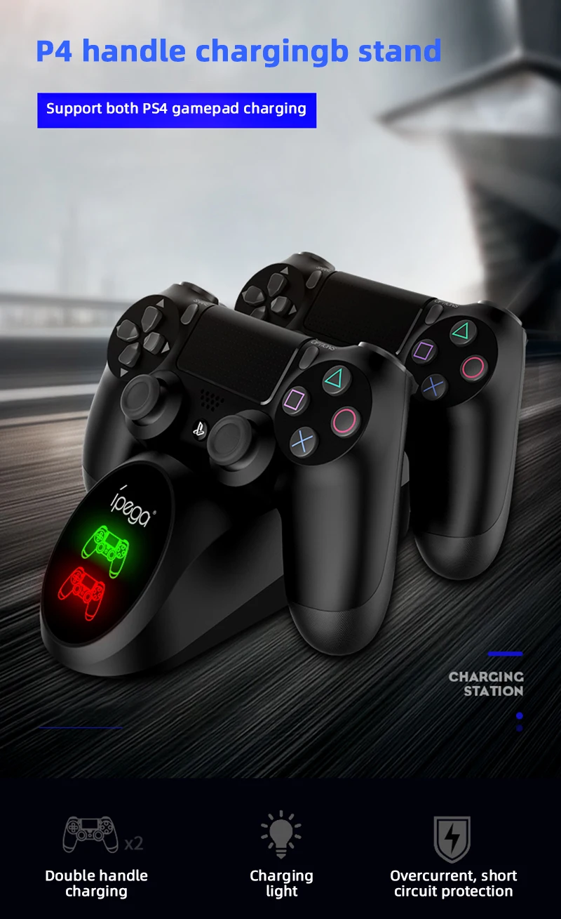 IPega 9180 PS4 контроллер быстрой зарядки док-станция двойной зарядное устройство Подставка с дисплеем для sony playstation 4/PS4 Slim/PS4 Pro