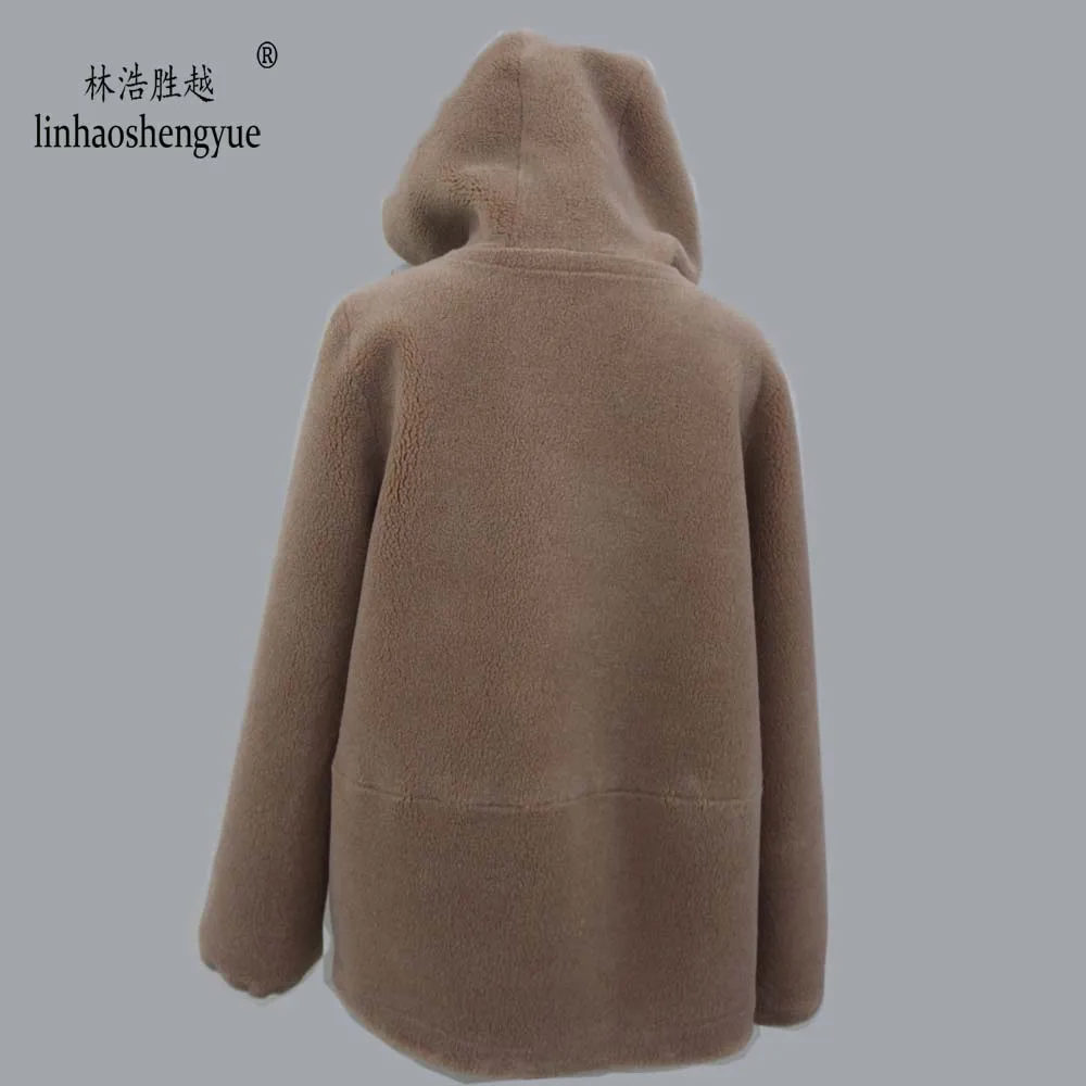 Linhaoshengyue  2020 Spring New Fashion Women Blends Wool Coat Spring Autumn Winter Fashion Freeshipping  with Hood