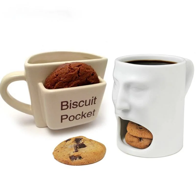 

Cookie Cup Creative Coffee Mug With Biscuit Cookie Dessert Pocket Funny Mug Ceramic Mugs For Coffee Tea Cup Travel Coffee Cup