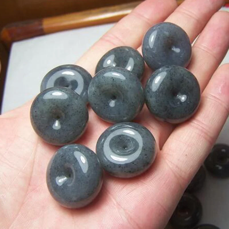 

Drop Shipping XinJiang HeTian QingHua Jade Pendant Safety Button PingAnKou Amulet Pair Lovers Necklace With Chain For Women Men