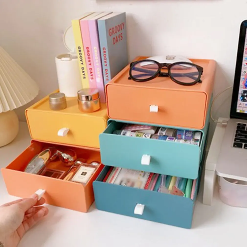 

Simple Office Drawer Storage Box Multi-layer Student Desktop Stationery Classification Storage Colorful Small Box Desk Finishing