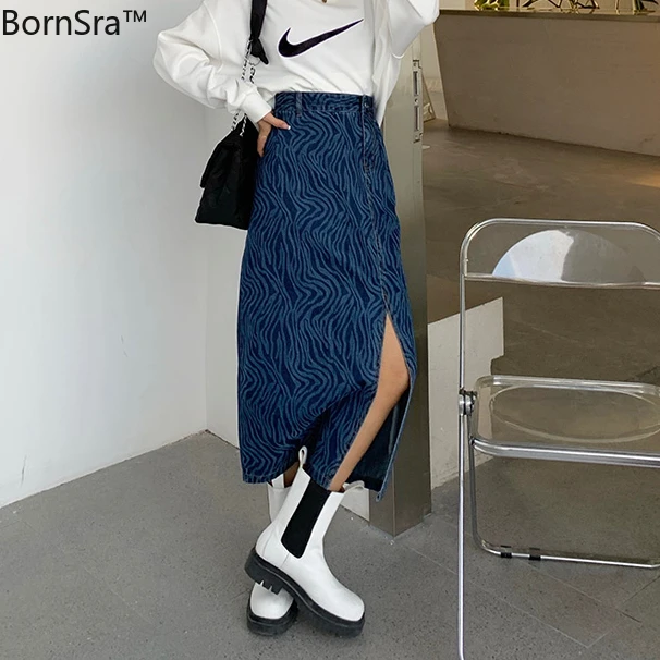 

Bornsra 2021 Senior Zebra Bust Japanese Harajuku Irregular Bull-puncher Skirt Big High Street Tie Dye Vintage Woman Skirt