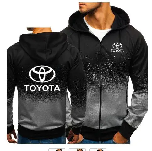 

Unisex Hoodies Men Toyota Car Logo Print Casual Harajuku Gradient color Hooded Fleece Sweatshirts zipper Jacket Man Clothing