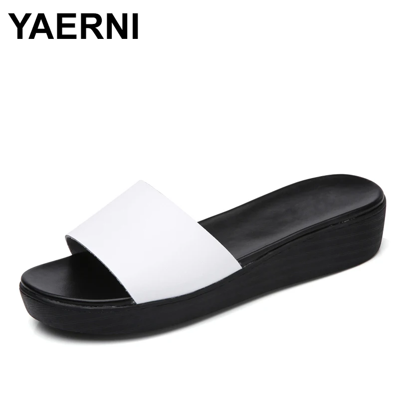 Женские шлепанцы YAERNISummer BeckyWalk женская обувь пляжная из натуральной кожи белые