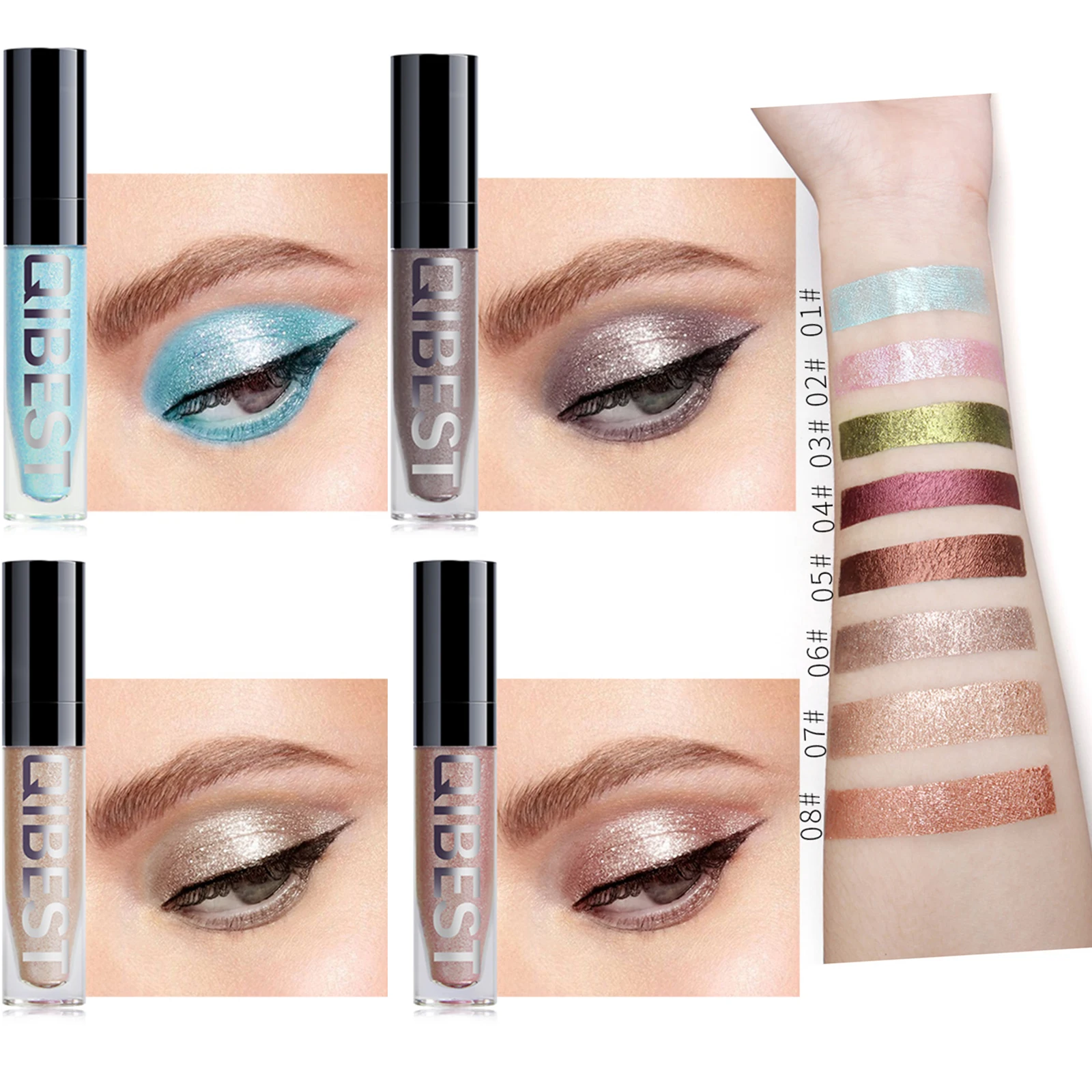 Металлические жидкие блестящие тени для век 8 цветов макияж глаз мерцающие