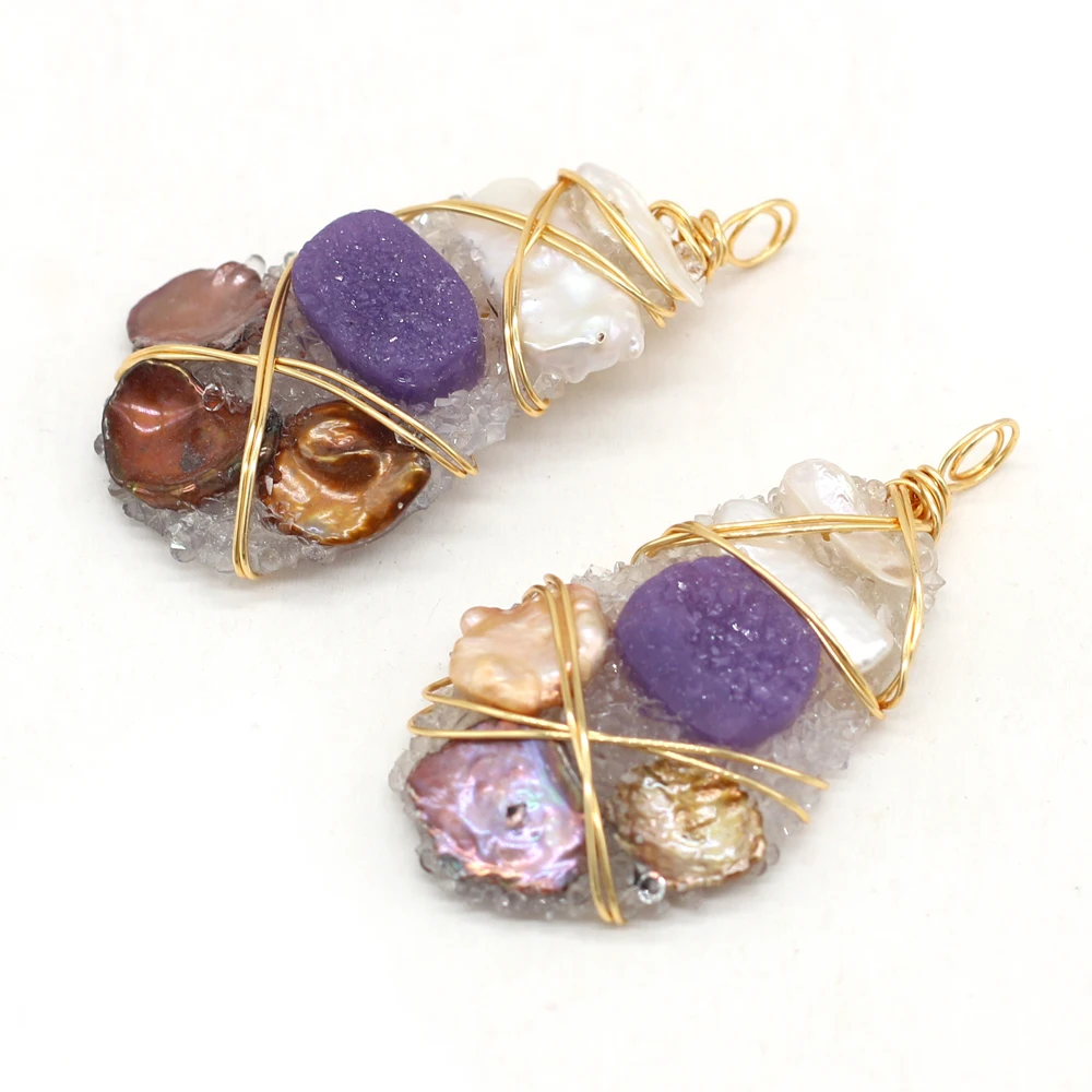 

New Pendant Natural Semi-Precious Stone Irregular Crystal Bud Charm for Jewelry Making DIY Dangler Necklace Accessories 25x55mm