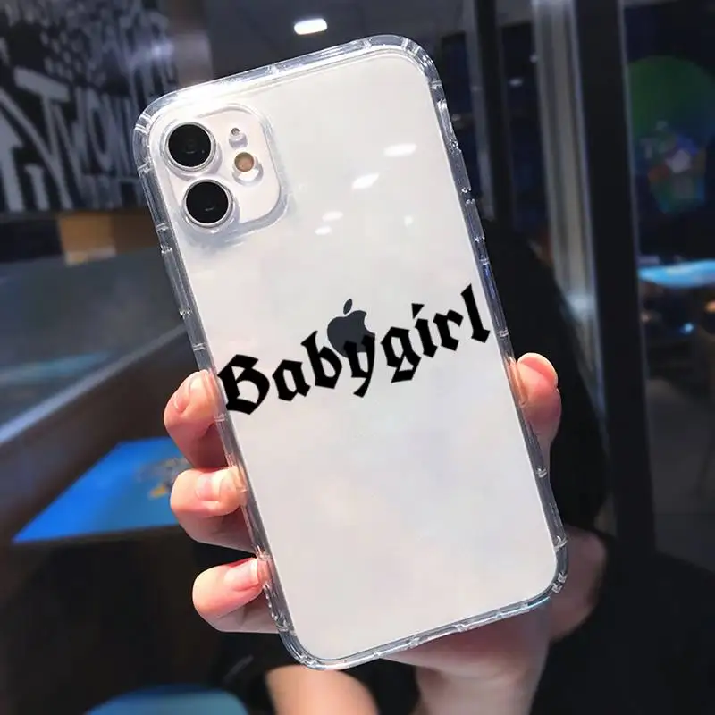 

Babe babygirl honey line Text art Phone Case Transparent for iPhone 11 12 mini pro XS MAX 8 7 6 6S Plus X 5S SE 2020 XR