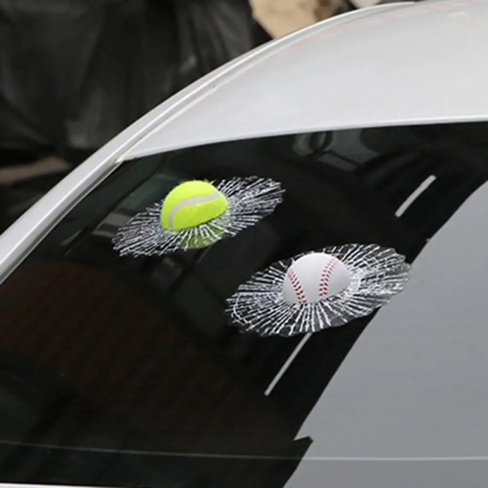 

75% Dropshipping!!Creative 3D Funny Tennis Baseball Glass Sticker Crazy DIY Car Auto Supplies