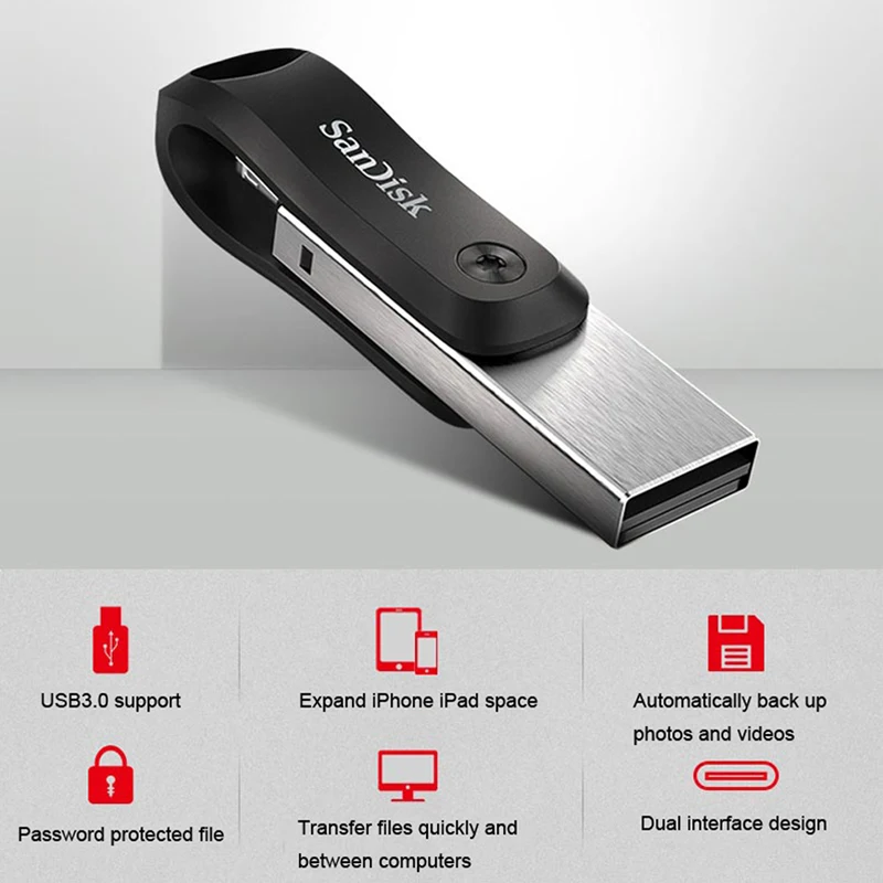 Флеш-накопитель sandisk iXpand 128GB 256GB USB3.0 OTG палка диск на ключе памяти для телефона для iPhone iPad iPod Memory Stick