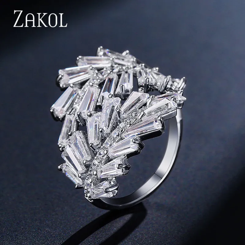 Женское Открытое кольцо ZAKOL свадебное Ювелирное Украшение с трапециевидным