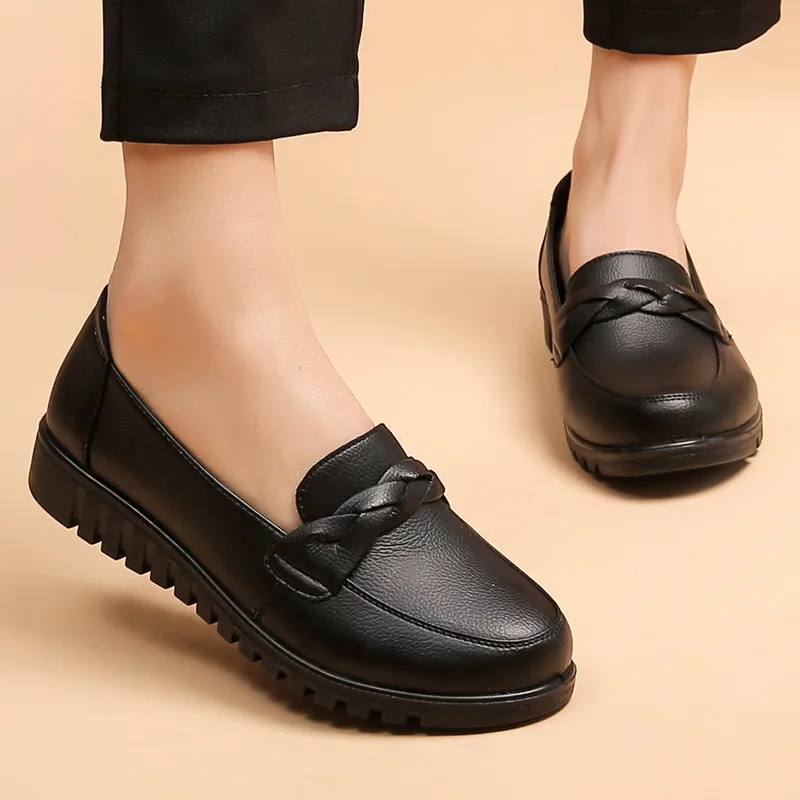 2021 New All-match Soft-soled Casual Women's Shoes Cowhide Single Shoes Flat Non-slip Mother Shoes Women's Leather Shoes