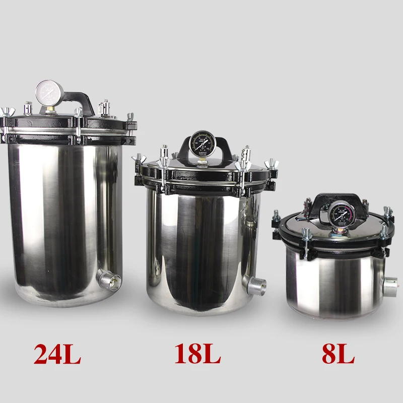 

Portable Stainless Steel Heating Autoclave High Pressure Sterilizer Sterilization Pot Pressure Steam 8L/18L/24L