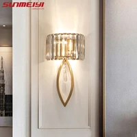 luxury led wall lamps for living room bathroom corridor stairs loft lamp modern bedroom crystal wall light specchio da parete