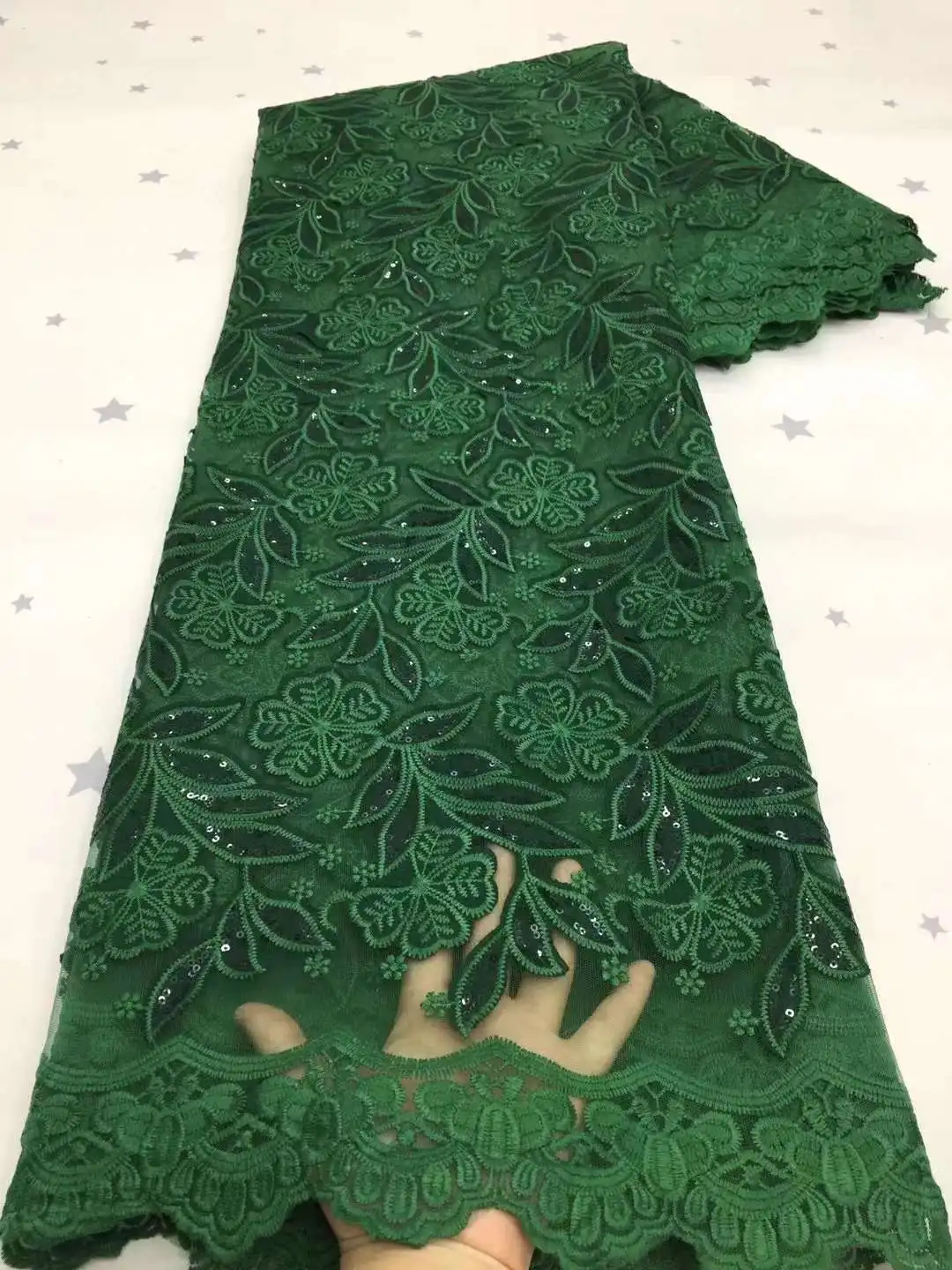 

2021 Green African Sequins Lace Fabric High Quality Nigerian Guipure Cord Lace Fabric Milk Silk Lace Fabric For Party LXX21136
