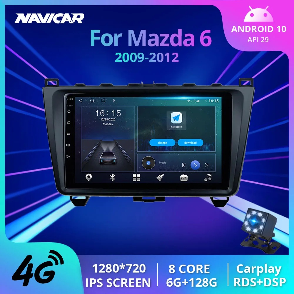 

Car Radio For Mazda 6 2009-2012 Car Stereo Receiver 2 Din Android10 Multimedia Player 6G+128G GPS Navigation Carplay IPS Screen