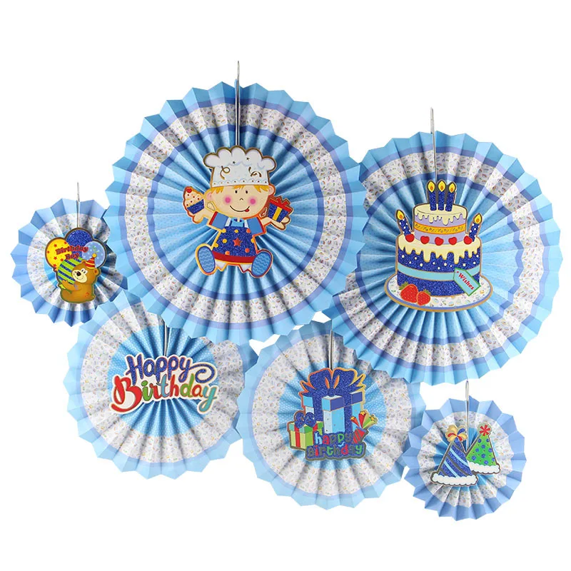 6 шт. бумажные веерные розетки для детских сосков|Флажки вымпелы и конфетти| |