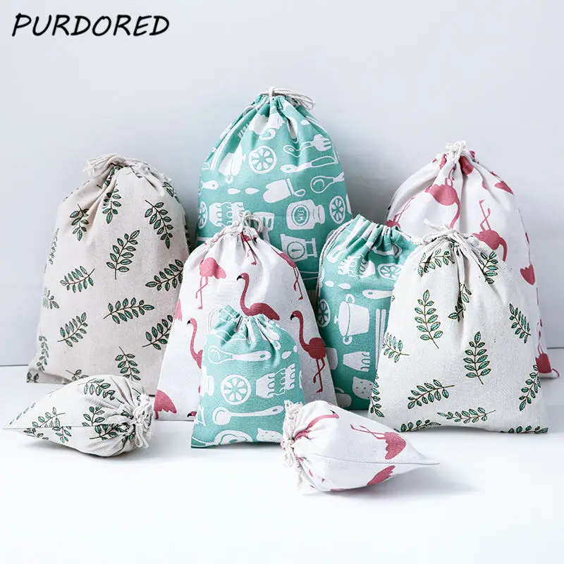PURDORED 1 шт. Портативная сумка на шнурке из хлопка и льна пылезащитный дорожный
