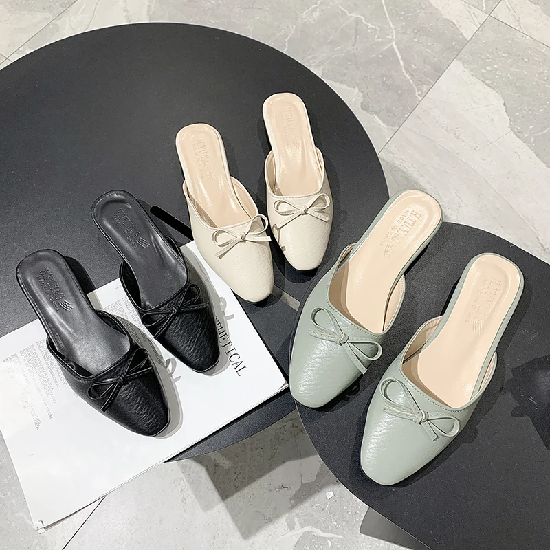 

Slippers outside Basic half-drag flat non-slip thin belt 2020 Spring new women combination lightweight elegant wild shoes U30-20