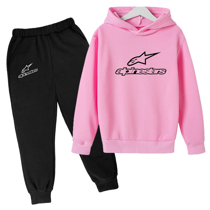 

Boys Fleece Sportswear, Children's Two-piece Hooded Oversized Sweatshirt Pants, Girls' Hooded Suit, Spring And Autumn Casual Wea