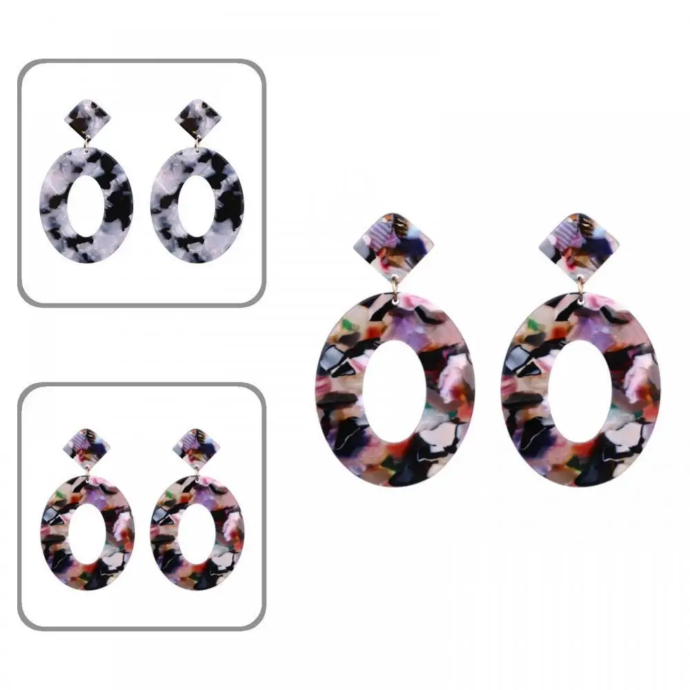 

Retro Women Hollow Oval Rhombus Geometric Dangle Ear Stud Earrings Jewelry Gift
