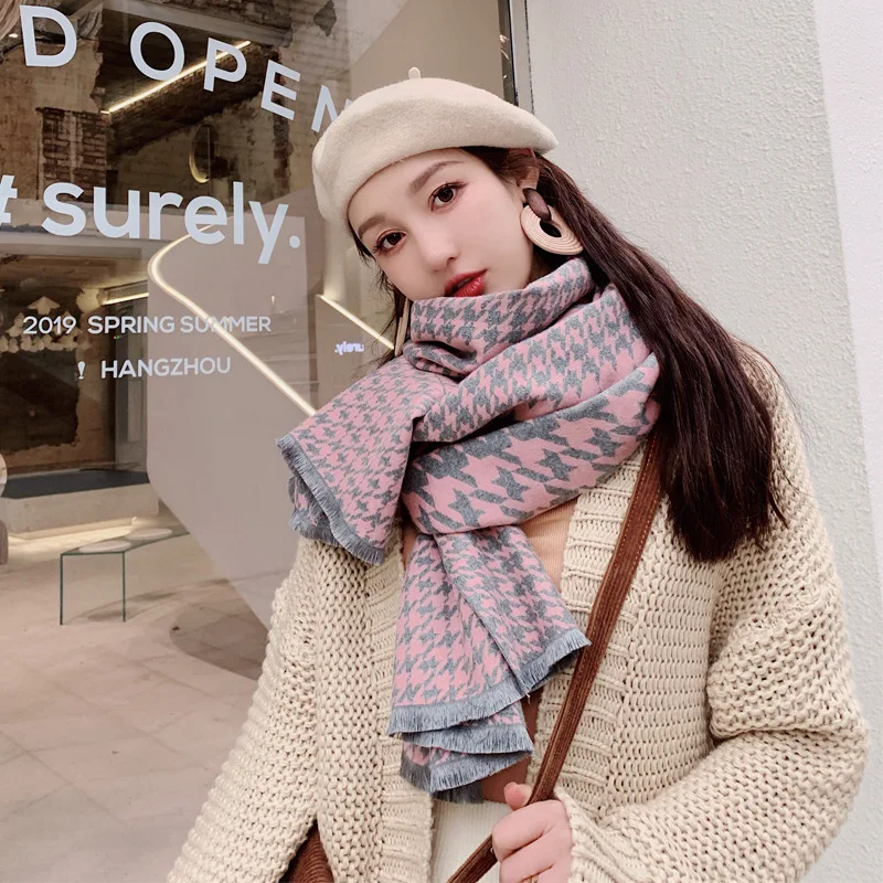 Твидовый шарф женский осенне зимний Европейский и американский стиль новый