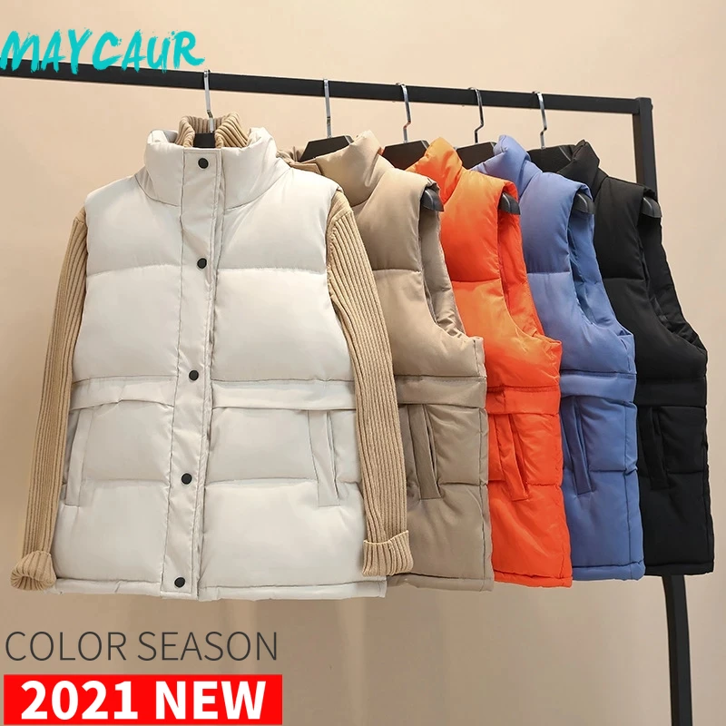 

Sleeveless Vest Down Jacket Female 2021 Winter Korean Fashion Warm Down Cotton Padded Vest Parkas Veste Women's Autumn Jacket