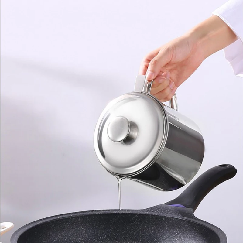 

Stainless Steel Bacon Grease Container Strainer Can Oil Keeper
