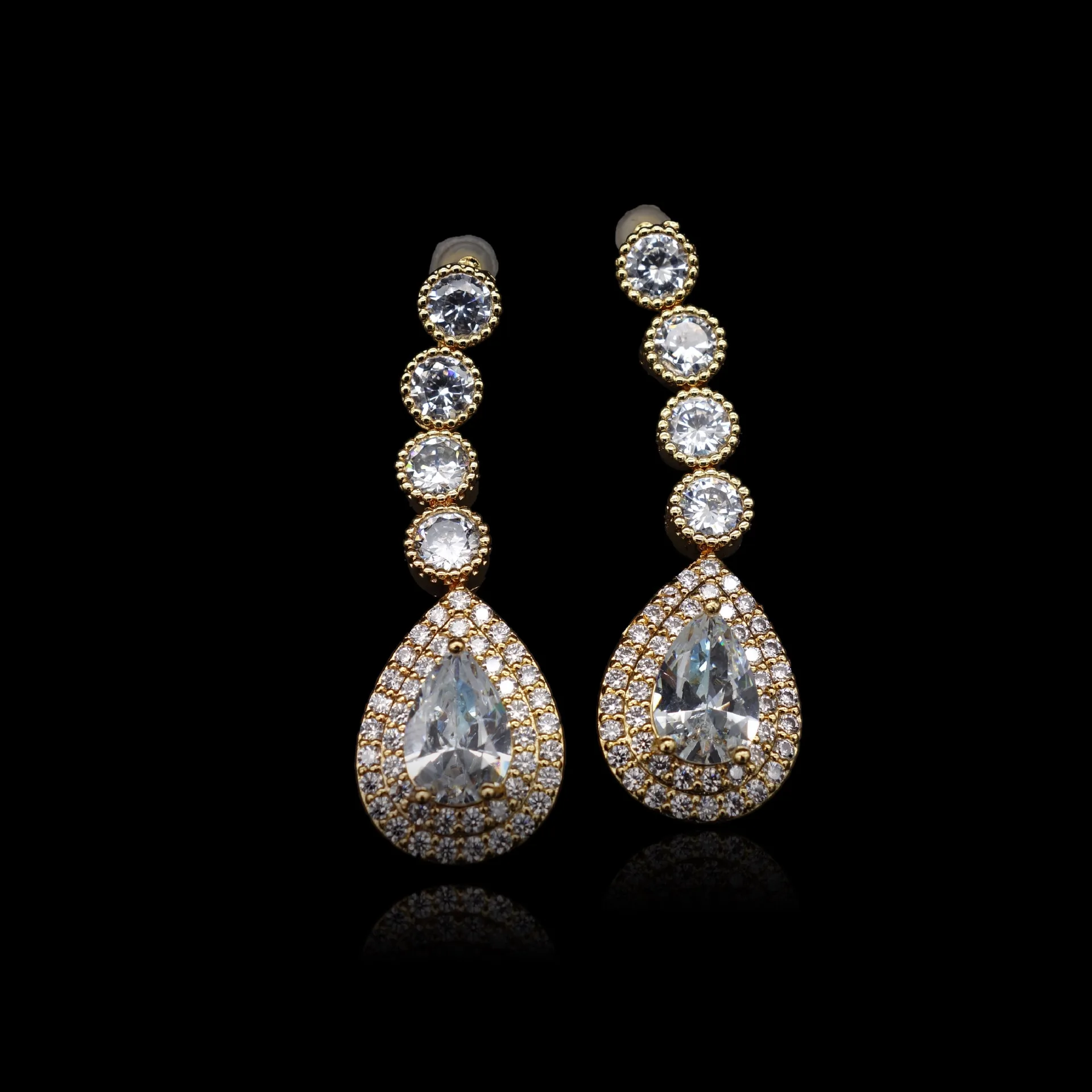 Dazz роскошные золотые изысканные CZ Циркон Висячие ожерелья серьги ювелирные