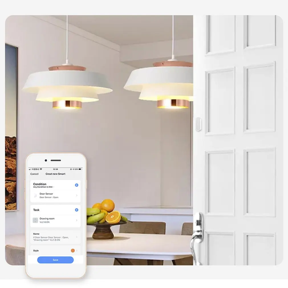 

Wifi Door Sensor Rechargable Smart Magnetic Windows Detector App Notification Alerts Home Security Sensor