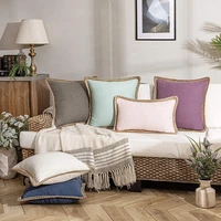 decorative cushion covers 4545 solid color linen fabric pillowcase for home living room decor sofa throw pillows case 50x50 1pc