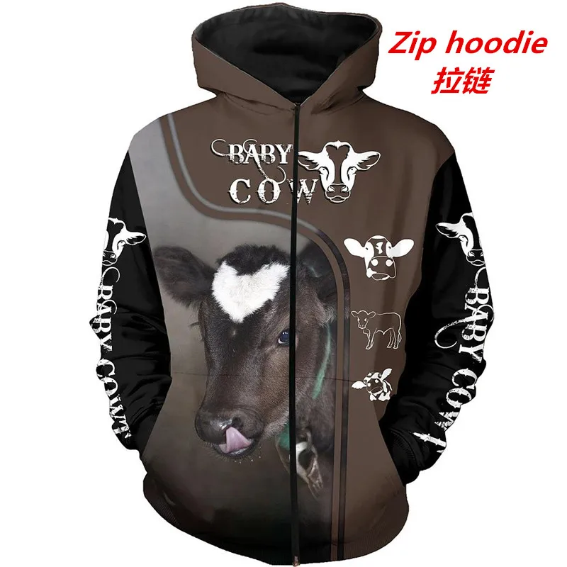 

New Harajuku 3D Fully Printed Love Cow Hoodie Zipper Hoodie Fashion Unisex Casual Autumn and Winter Sweatshirt