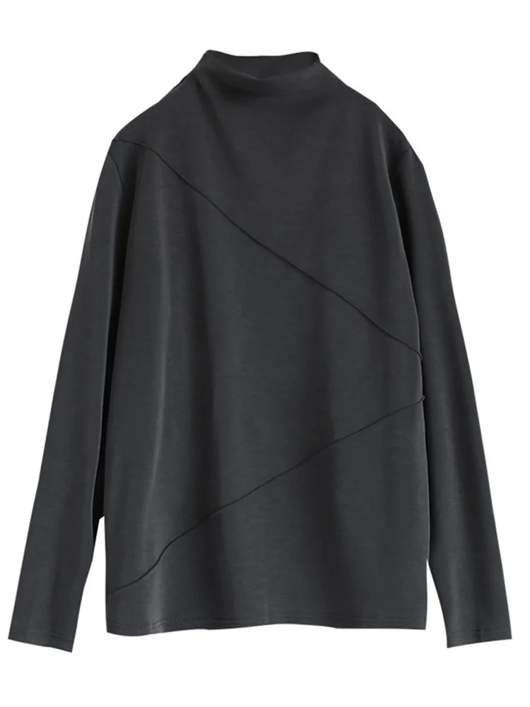 

Women Winter Fall Fashion Patchwork Semi Turtleneck Loose Casual Long Sleeve Sweatshirt Female Japan Style Harajuku Leisure Tops