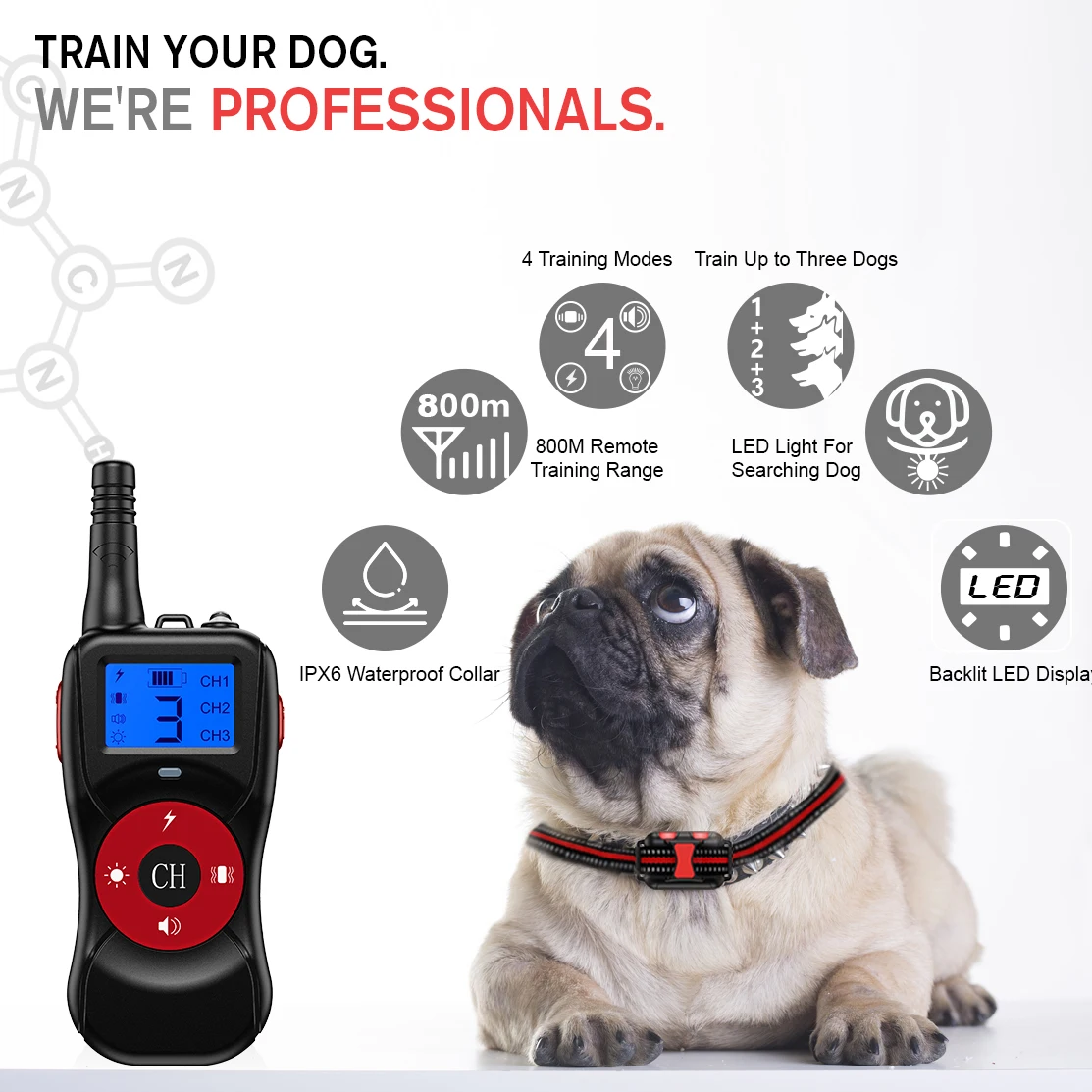 

800yd Rechargeable Vibration Electric Dog Training Collar With Lcd Display Waterproof 40% Control For Pet Sizes Off Remote All
