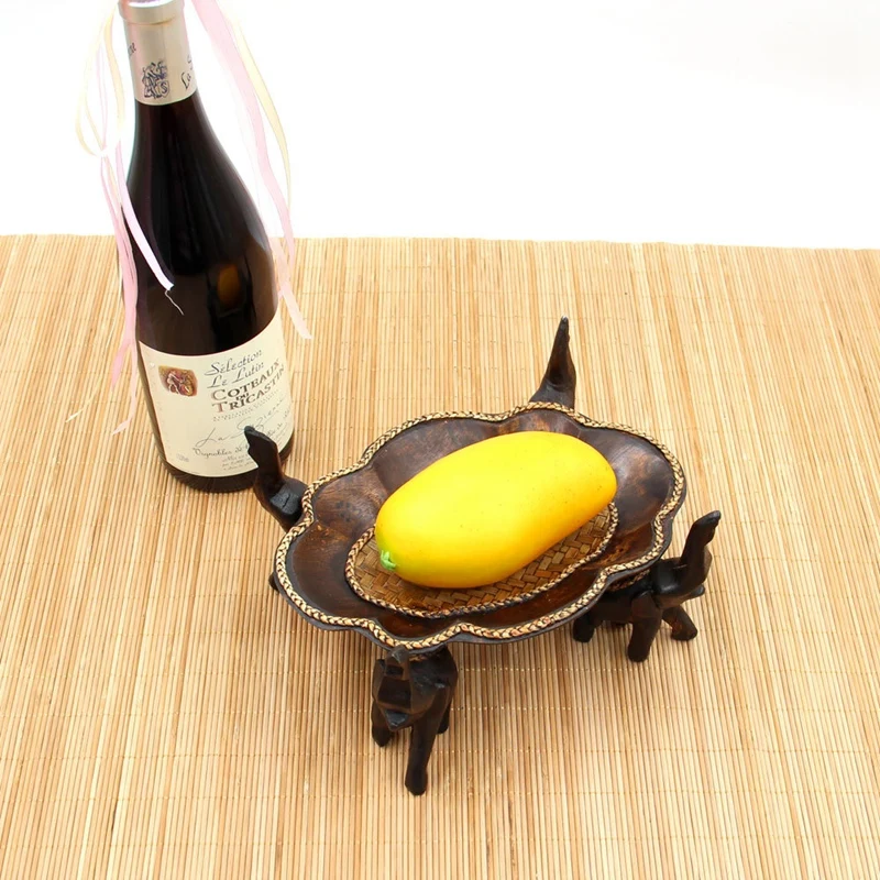 Wooden Candy Dish Elephant Stand Elegant Snacks Fruit Tray Serving Dessert Plate for Office Restaurant Home | Дом и сад