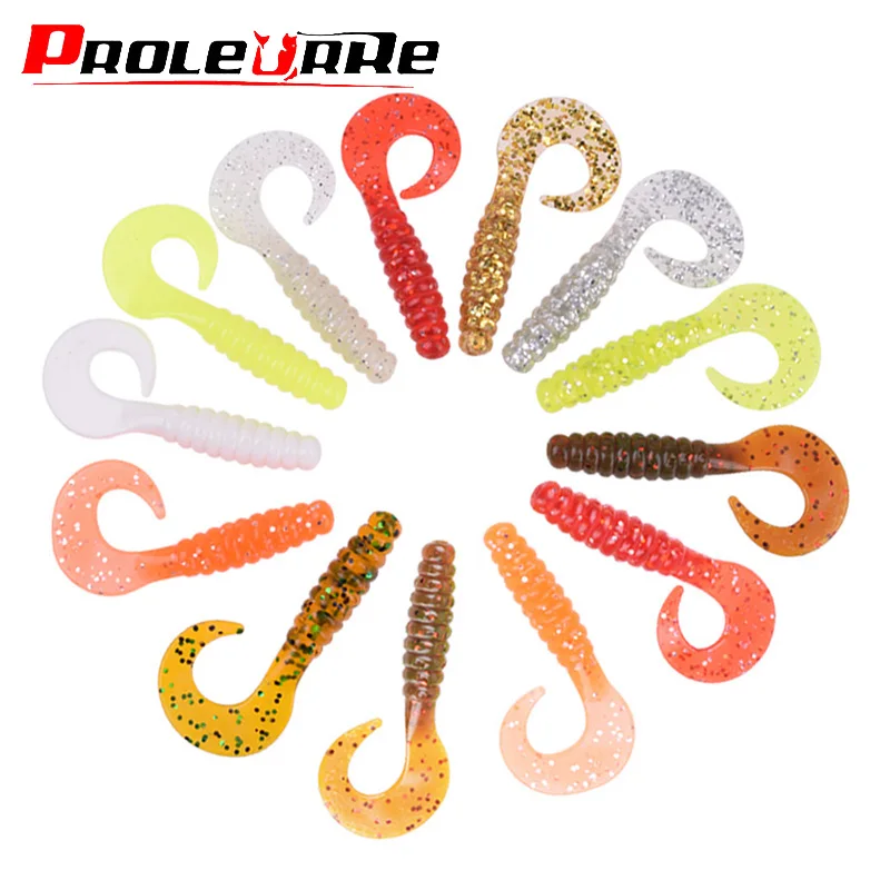 

10Pcs Spiral Tail Worm Soft Bait 4.8cm 1.2g Jigging Wobblers Silicone Fishing Lures Fishy Smell Salt Artificial Bait Swimbaits