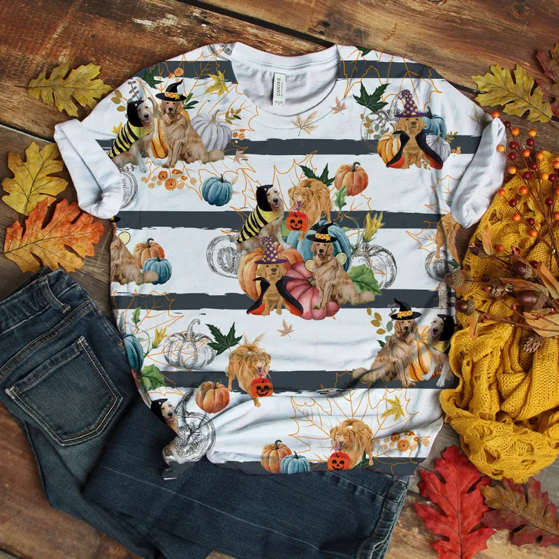 

New Dropshipping 3D Full Printing Sport Cartoon Golden Retriever Usa BigSize Women Clothing Short Sleeve T Shirts