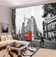 black and white building curtains 3d window curtains for living room bedroom drapes cortina customized size