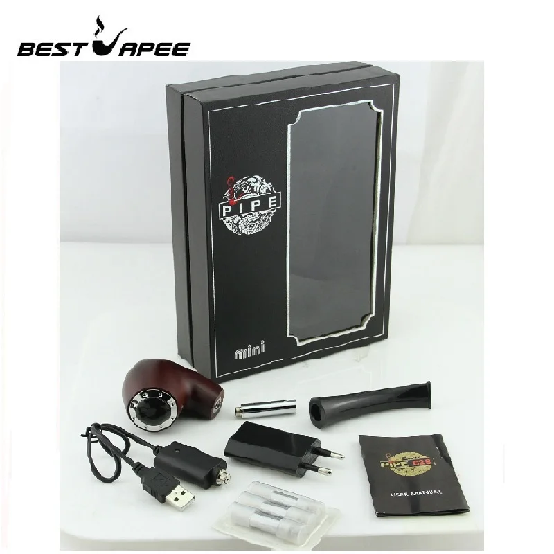 Электронная сигарета Mini E pipe 628 комплект с тремя картриджами деревянный цветной