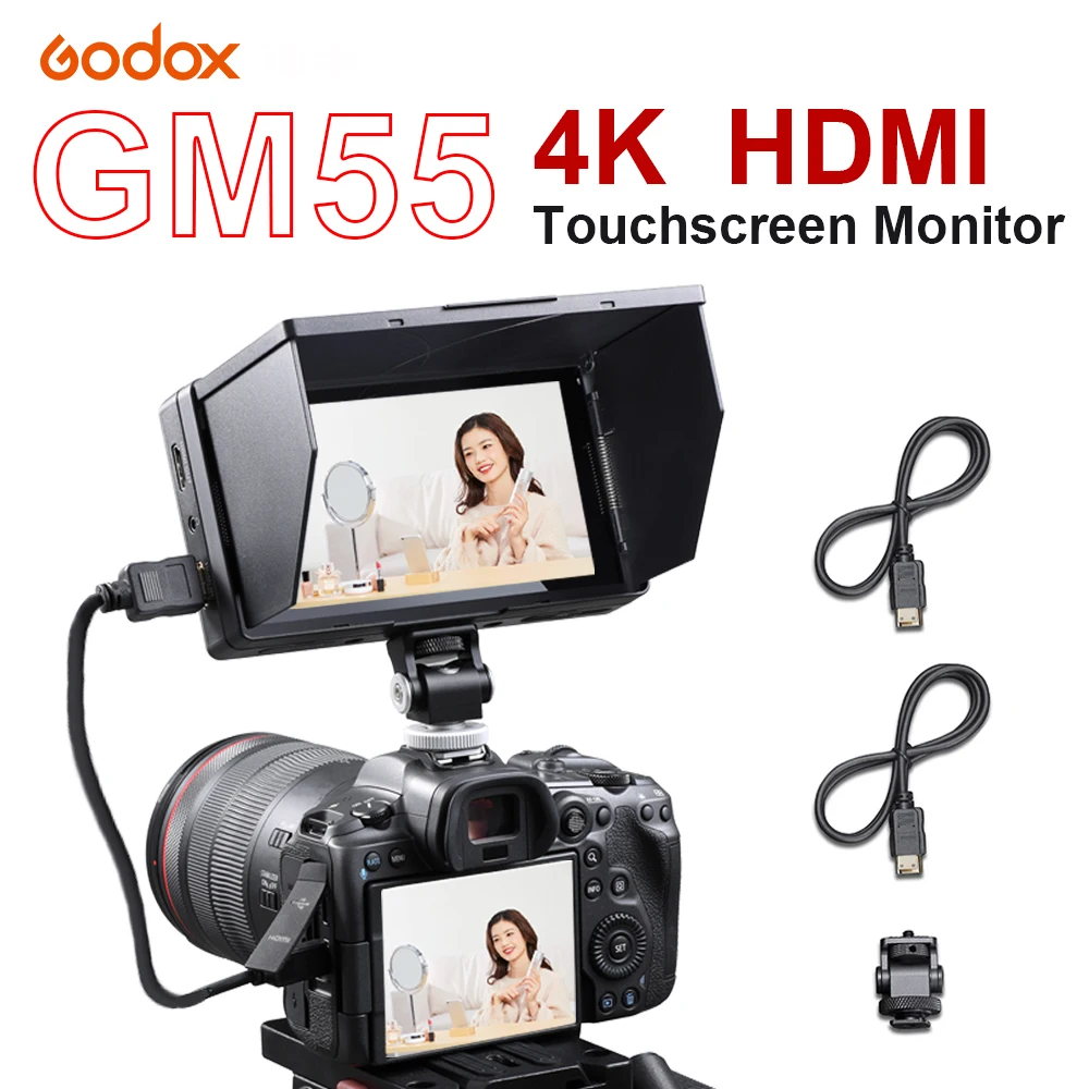 

Монитор Godox GM55 4K 5,5 дюйма на камеру DSLR 3D LUT сенсорный экран IPS FHD 1920x1080 Видео 4K-HDMI полевой монитор Dslr